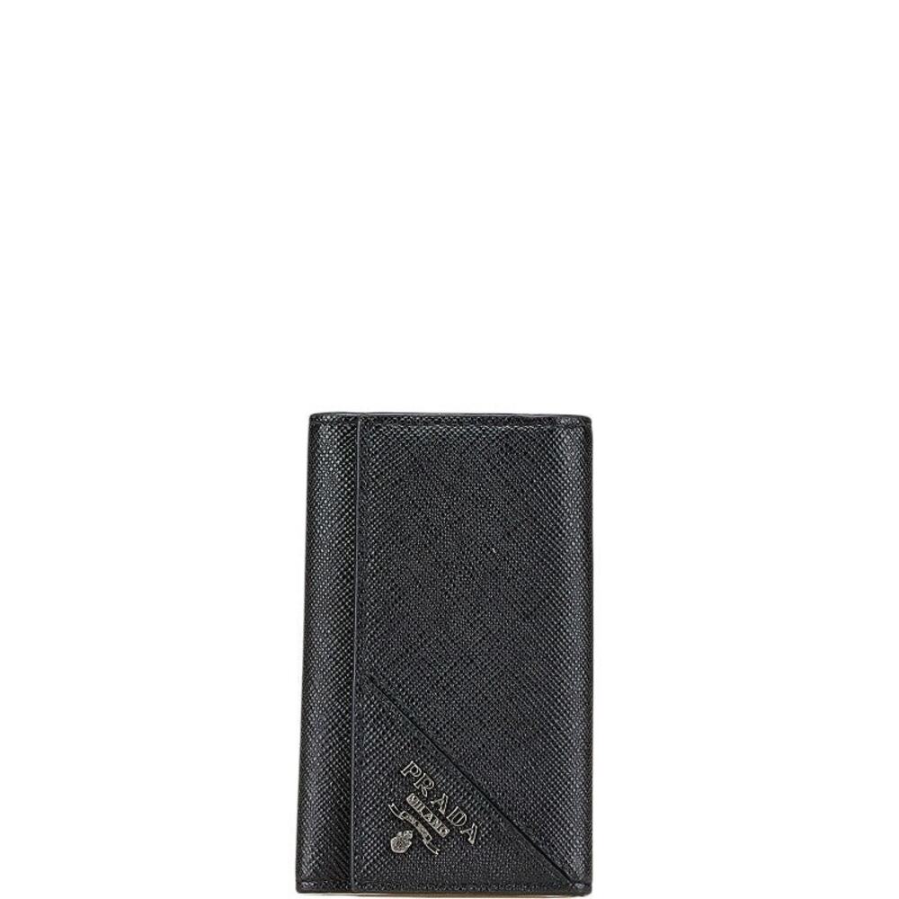 Prada Saffiano Logo Key Case Black